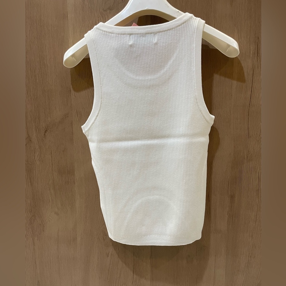 Miu Miu White Ribbed Tank Top - Picture 6 of 6